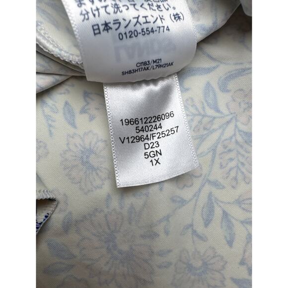 Lands End Blue & Coral Floral Tiered Adjustable Strap Swim Tankini Top 1X - Picture 7 of 9